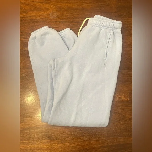 aerie Light Gray Track Joggers with Yellow Drawstring - Picture 1 of 3